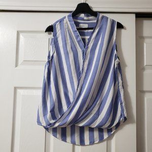Liz Claiborne Blue and White striped top Size L